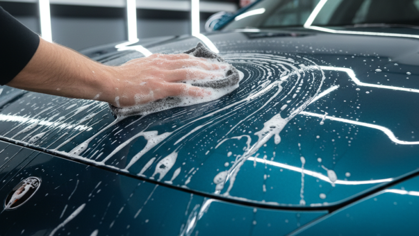 Close-up comparison showing hydrophobic water beading on ceramic coating vs unprotected car paint in Canberra.
